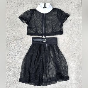 Deandri Sexy Nun Jersey Mesh Two Piece Set with Skirt and Crop Top XS Costume